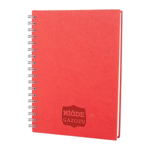 ALTINDAĞ KIRMIZI KARELİ SPİRALLİ TARİHSİZ DEFTER (17X24 CM)